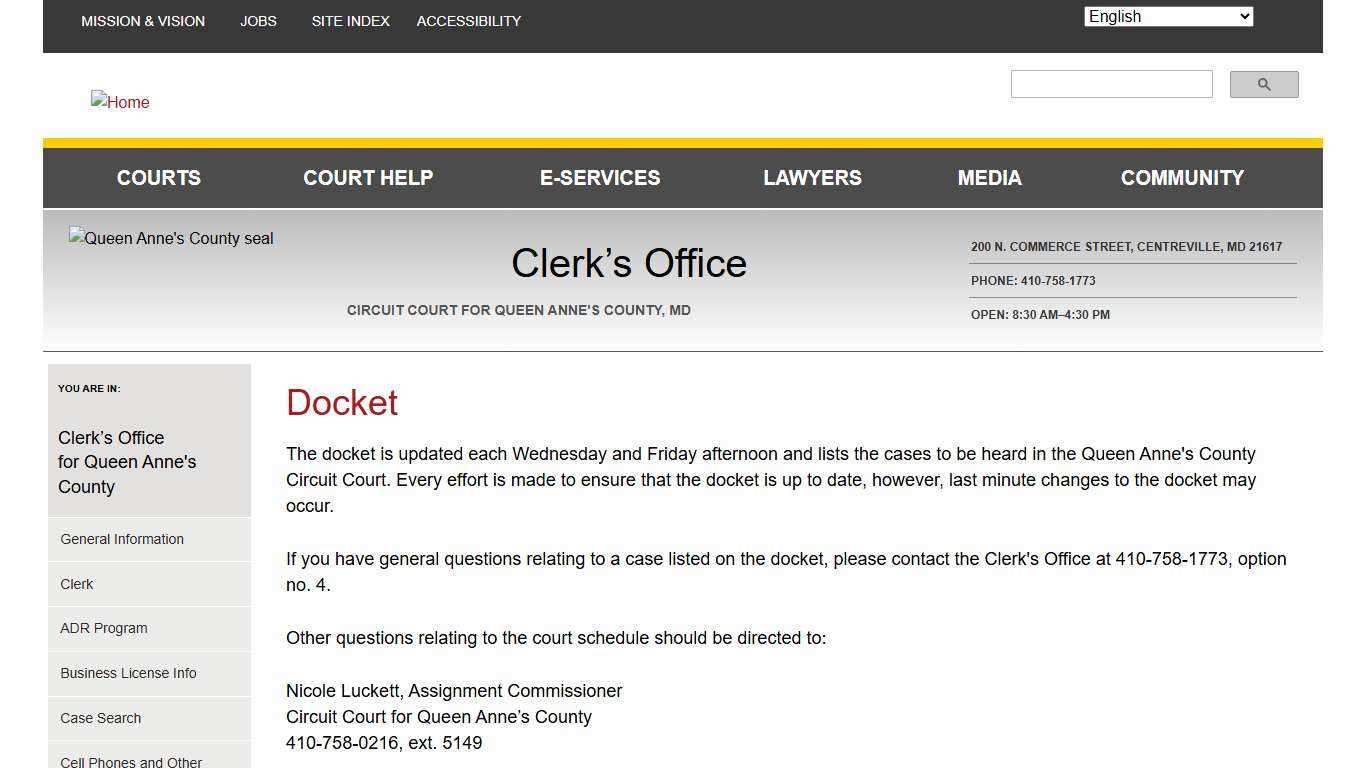 Docket | Maryland Courts