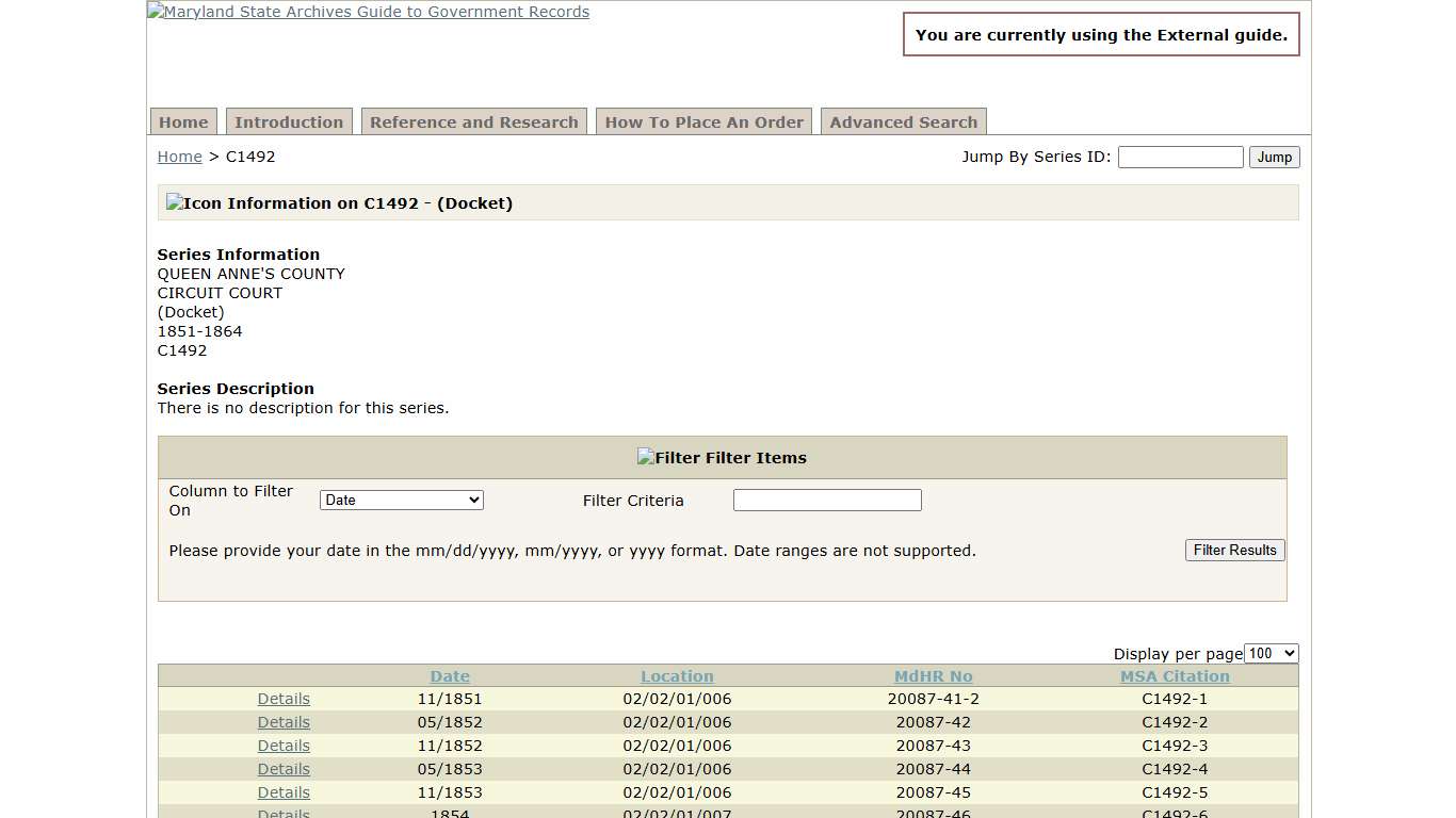 Maryland State Archives - Guide to Government Records