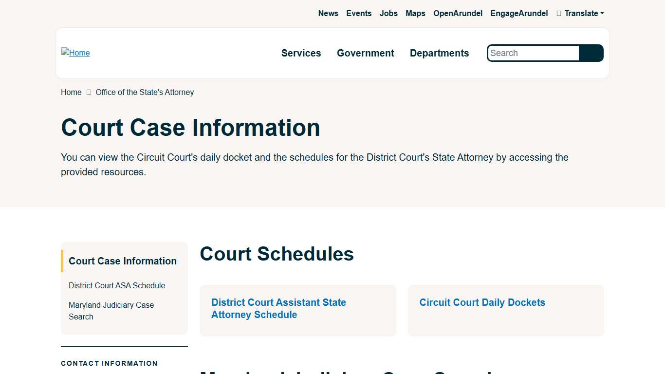 Court Case Information | Anne Arundel County Government